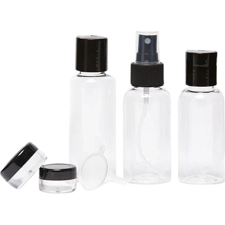 JJDK Travel Kit med gennemsigtig check-in taske og 5 beholdere