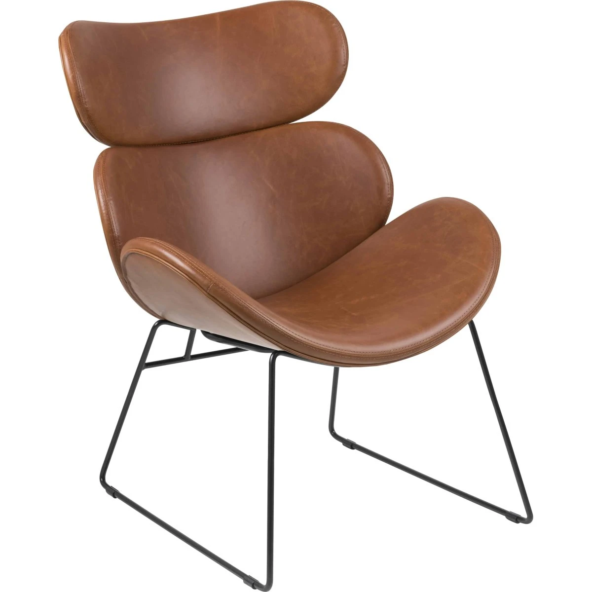 AC Design Furniture Troy Lænestol - Cognac Kunstlæder & Sort Metal