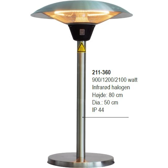 Hortus Terrassevarmer til bord - 2100W Halogen Sølv