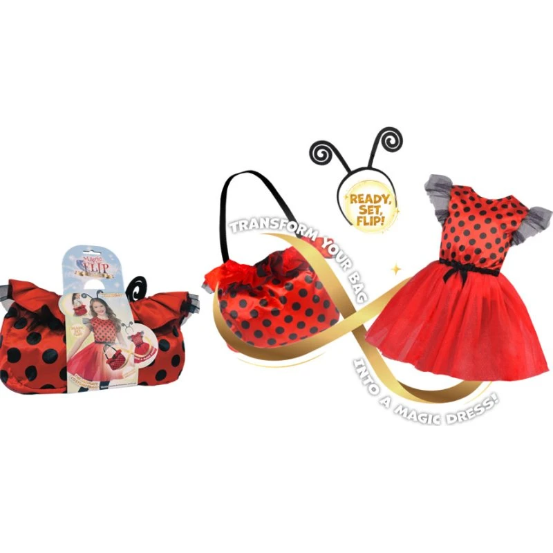 Magic Flip Mariehøne kostume 110-116 cm (5-6 år)