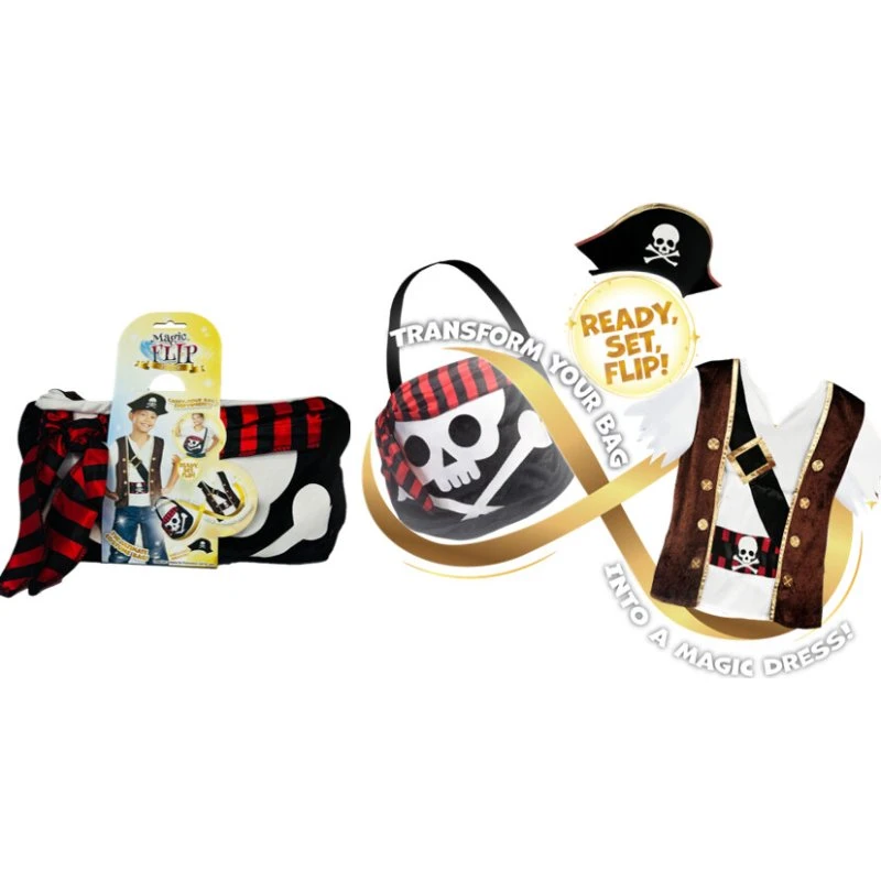 Magic Flip Pirat kostume 128-134 cm (7-8 år)