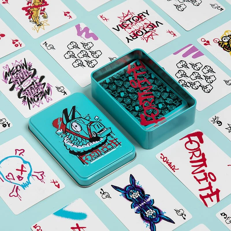 Fortnite spillekort i tin — 52 kort + 2 jokere