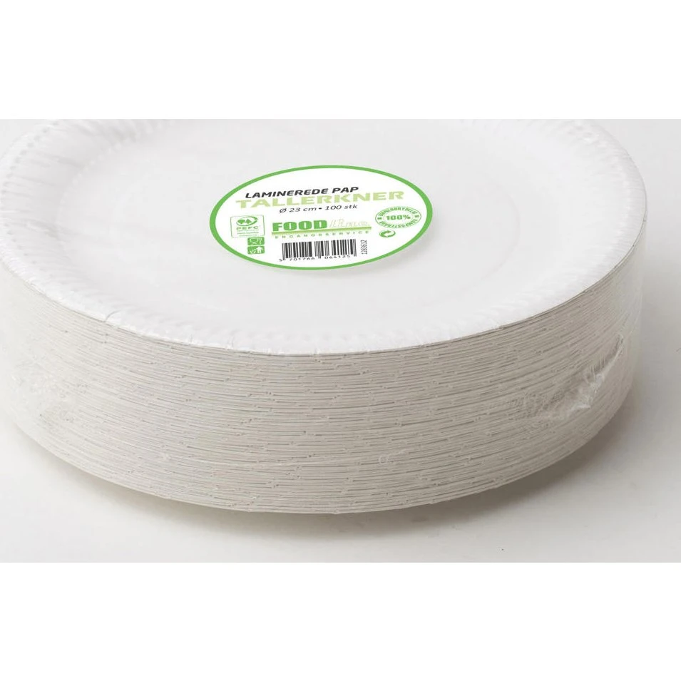 FoodLine Lamineret Pap Tallerken 23 cm - 100 stk.
