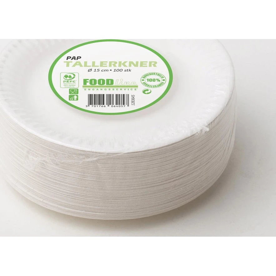 Tallerken 15 cm Coated, 100 stk. - Hvid kaffetallerken