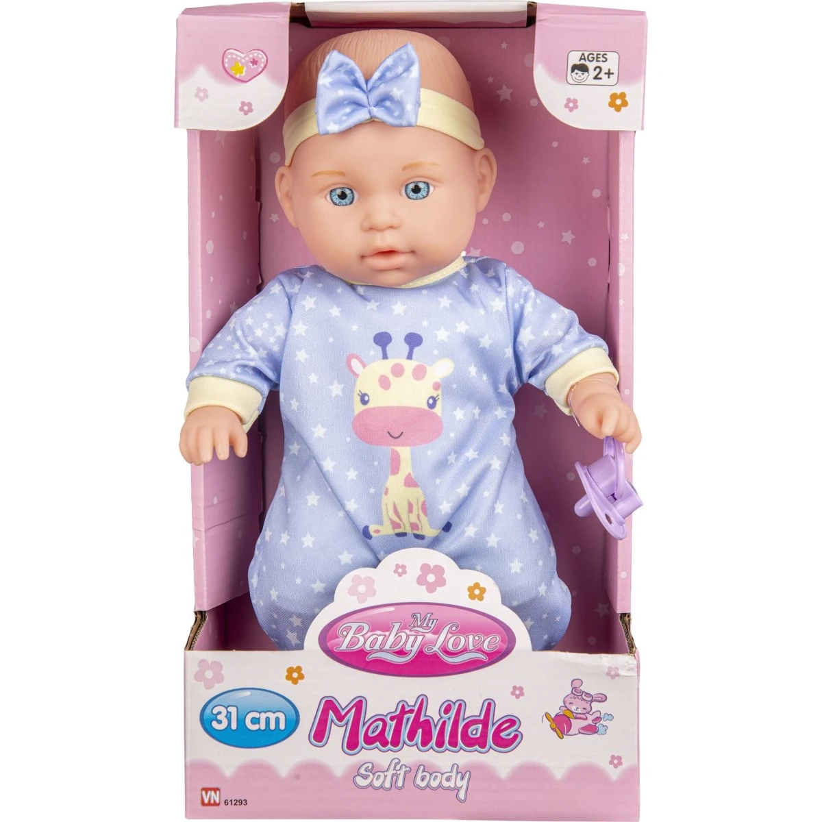My Baby Love Softbody dukke med sut, 31 cm, blå sparkedragt