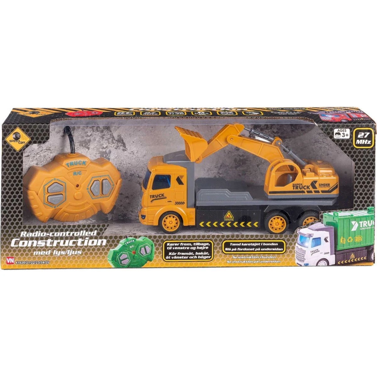 Radiostyret Gravmaskine 1:36 - Gul Speedcar Lastbil