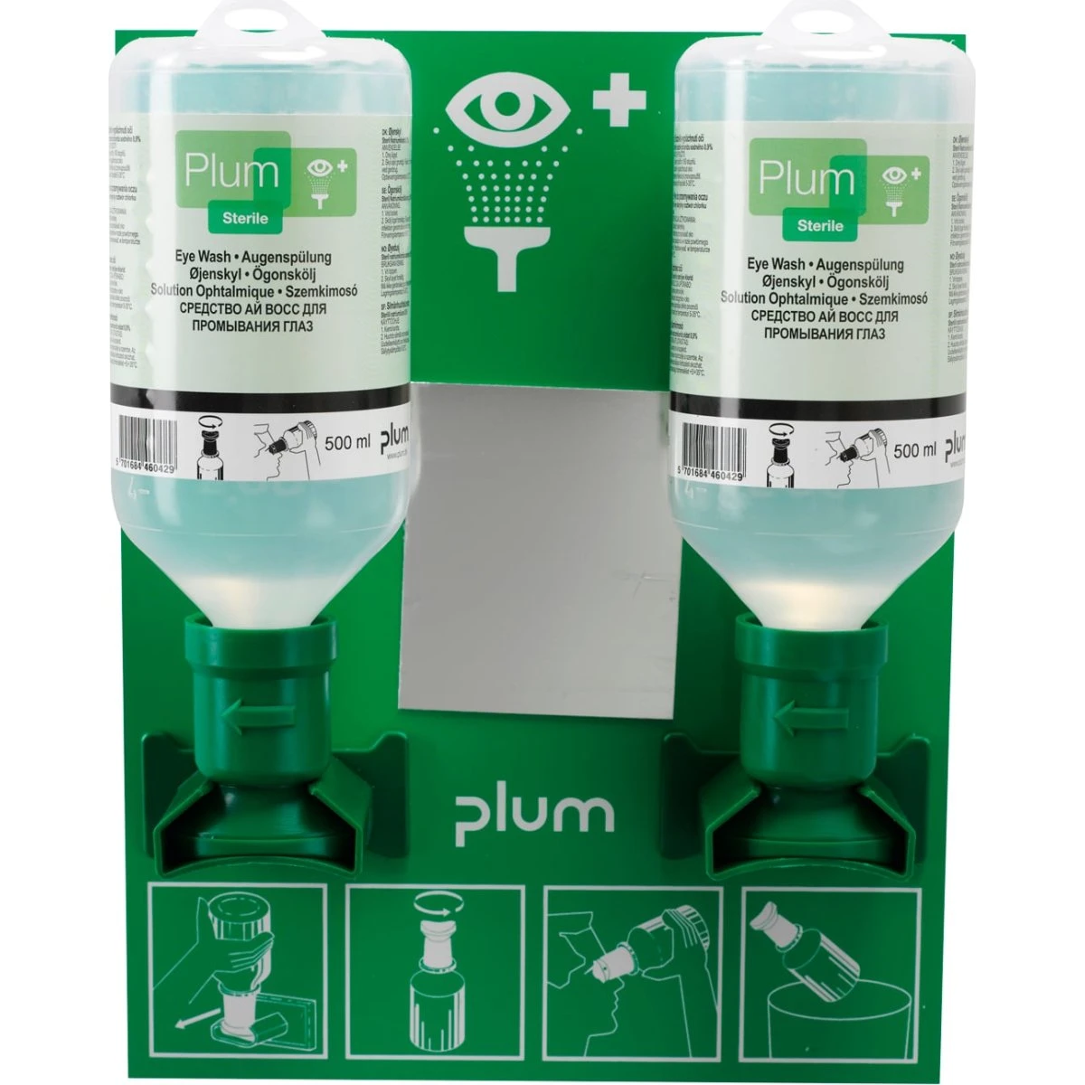 Plum Øjenskyllestation med 2 x 500 ml væske