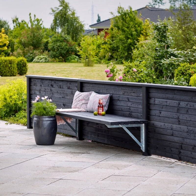 PLUS Plank Profilhegn trykimprægneret grundmalet sort 174x91 cm