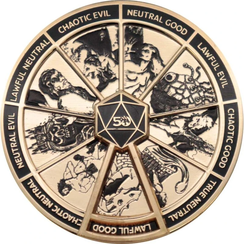 Dungeons & Dragons 50 Års Guldbelagt Alignment Spinner-pin