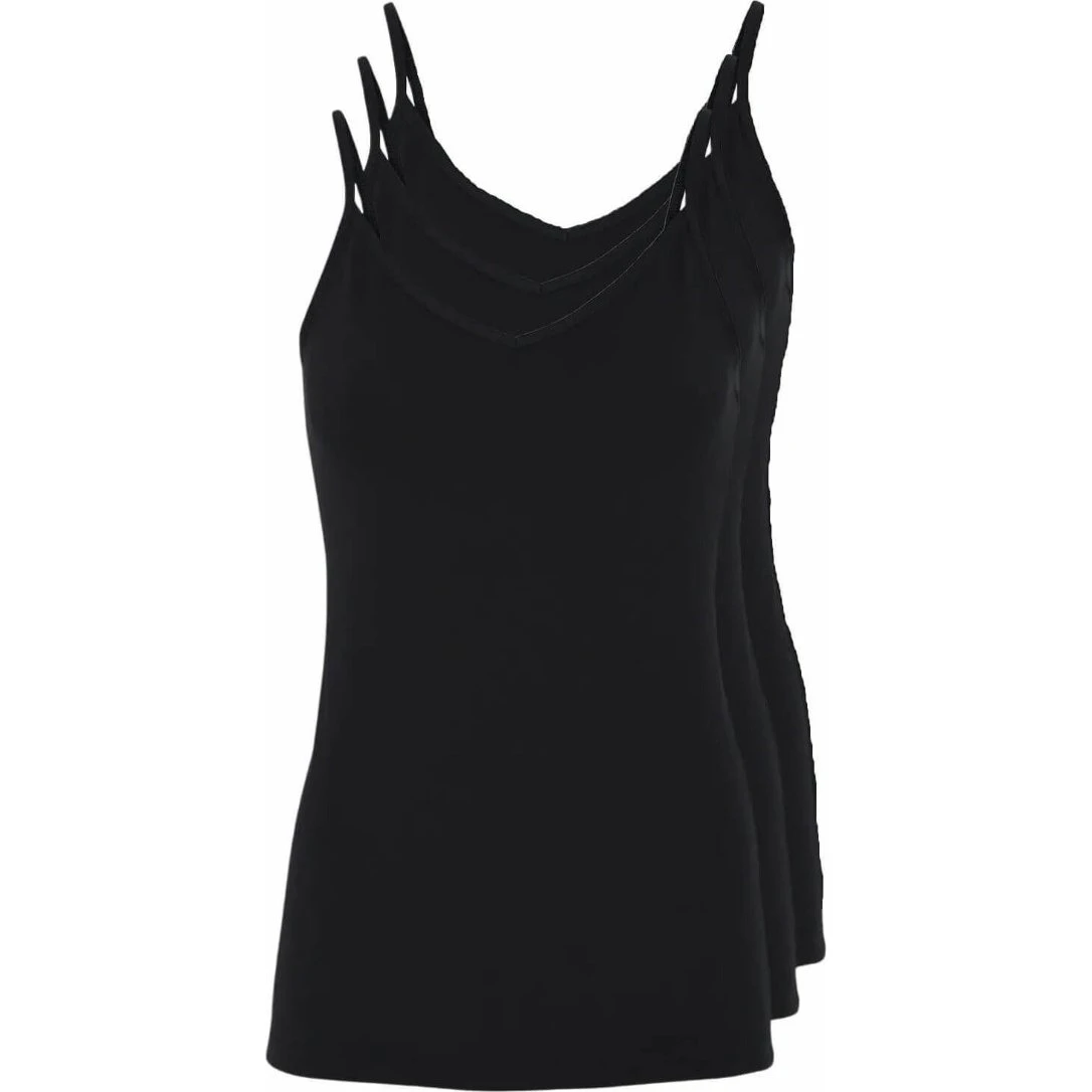 Decoy 3-pak stroptoppe til damer, sort, str. 2XL