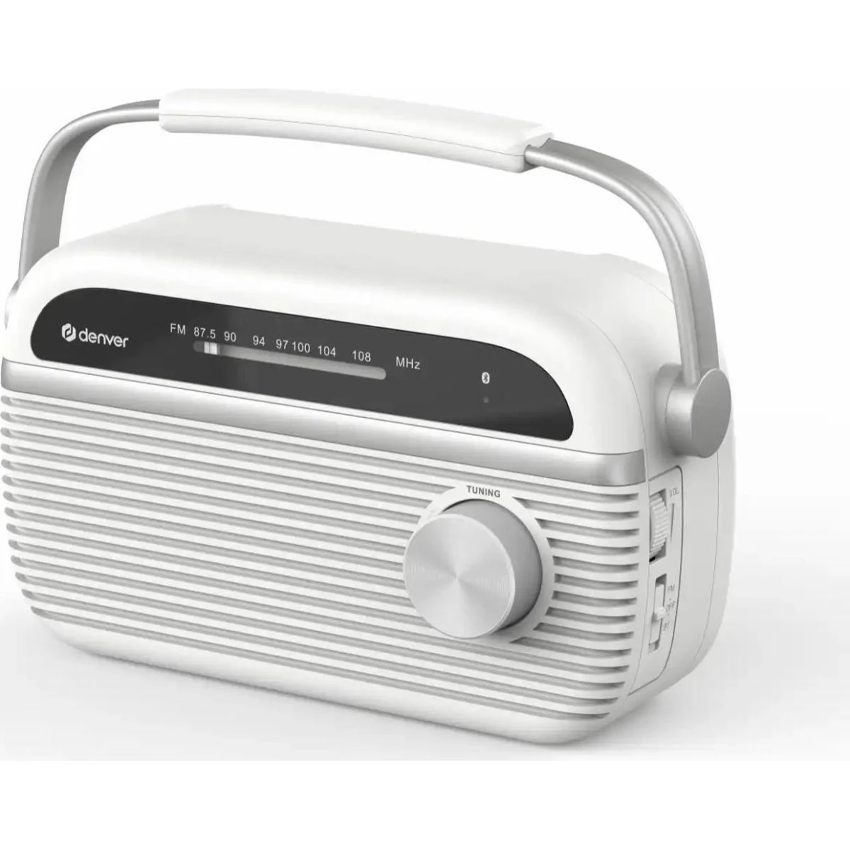 Denver TRB-67W FM Radio med Bluetooth - Hvid