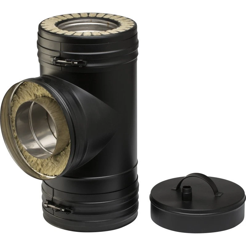 Metalbestos Wood 100 mm T-stykke 90° med renseprop