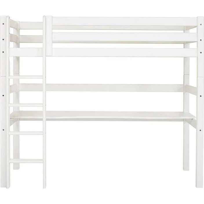 Hoppekids ECO Luxury Højseng m. bordplade - 90x200 cm - Hvid