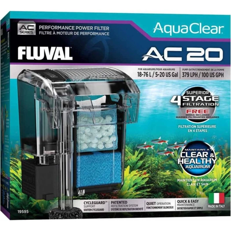 Fluval AquaClear AC20 hængefilter – 379 L/t (18-76 L)