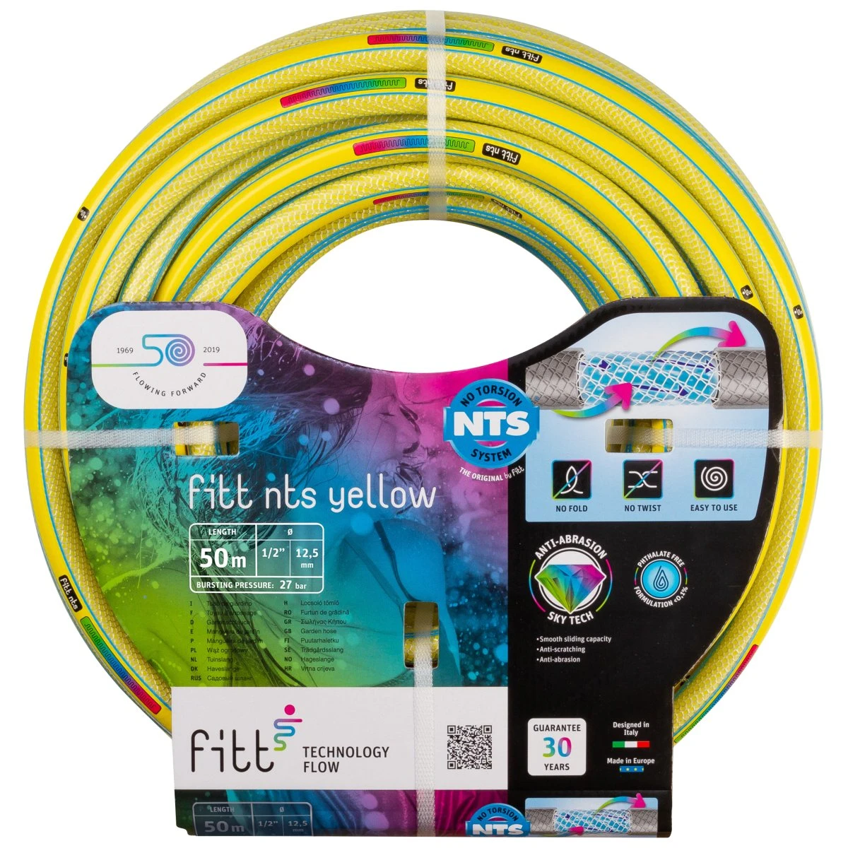 Fitt NTS Yellow vandslange 1/2" x 50m - 9 bar