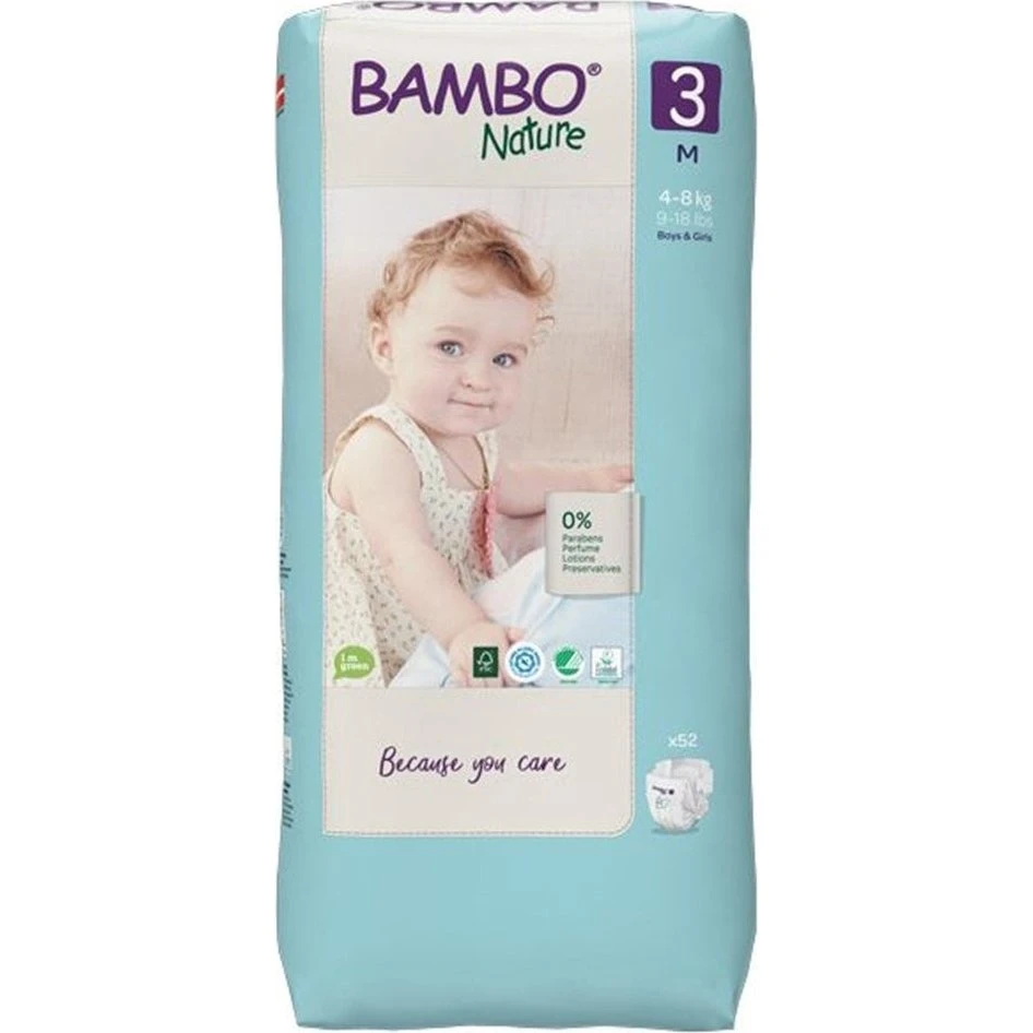 Bambo Natura Bleer Størrelse 3 (4-8 kg) - 52 stk.