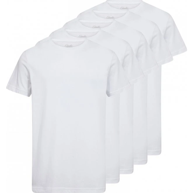 Claudio 5-pak T-shirt i hvid til herre