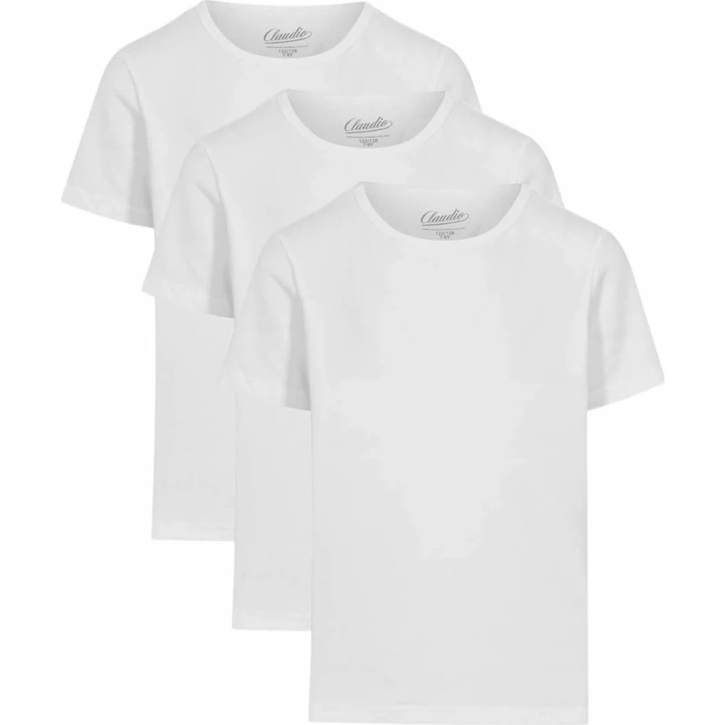 Claudio 3-pak t-shirts til drenge, hvid, str. 9-10 år