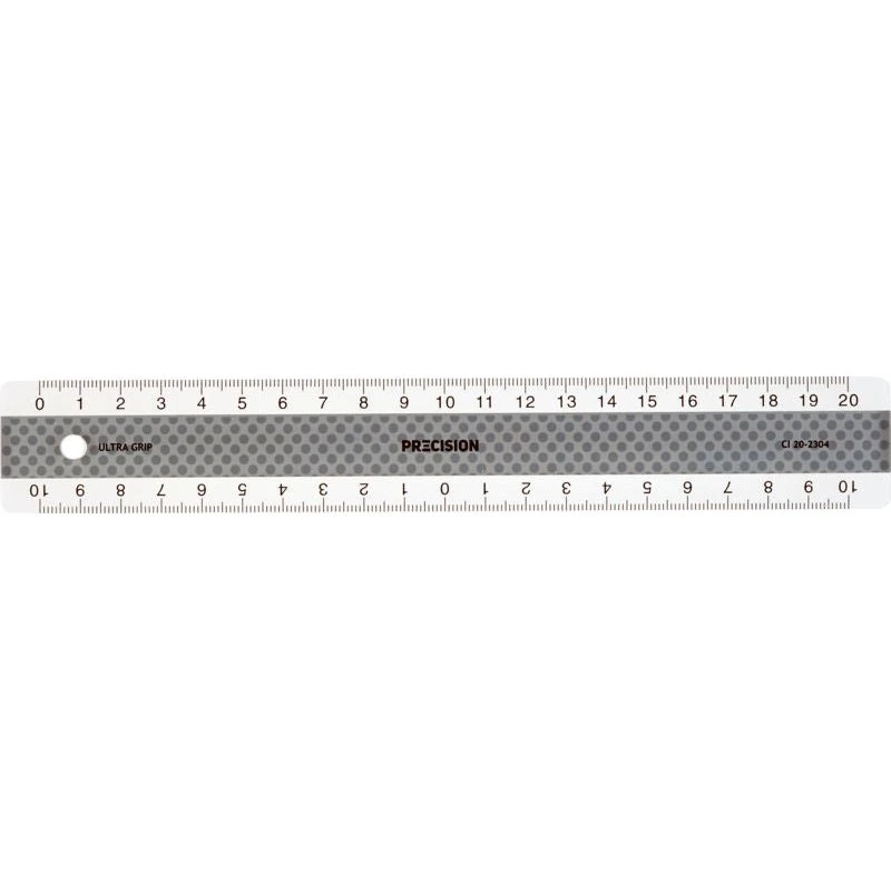 Lineal Precision 20cm Antiskrid Sølv