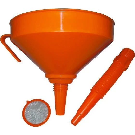 Tragt m/ si og fleksibel tud, orange, Ø22 cm