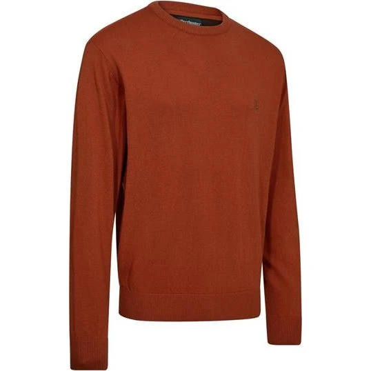 Deerhunter Harrington O-Neck striktrøje i Oak Rust Melange