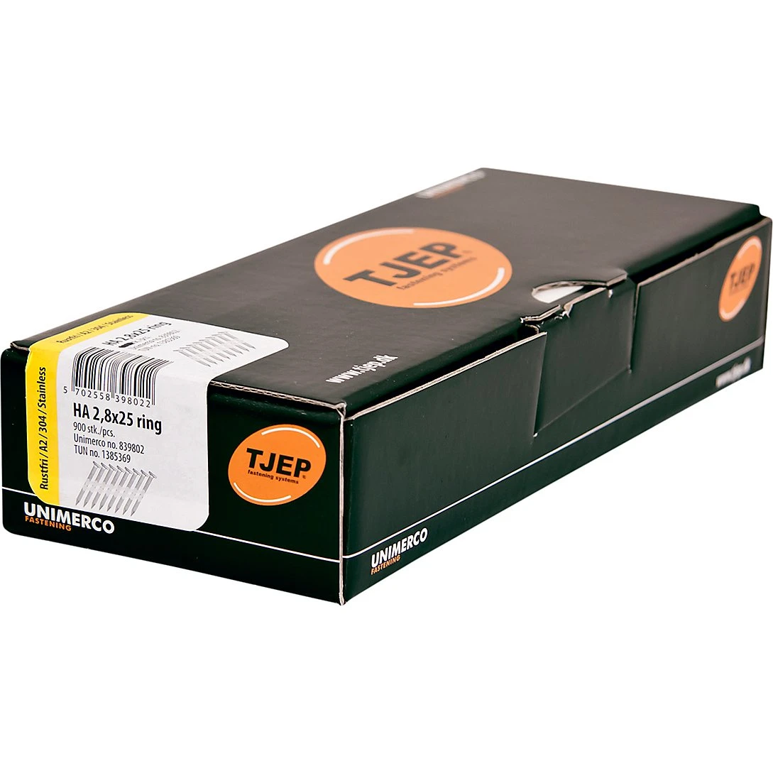 TJEP HA28/25 Ringsøm Rustfri A2 2,8x25mm - 900 stk