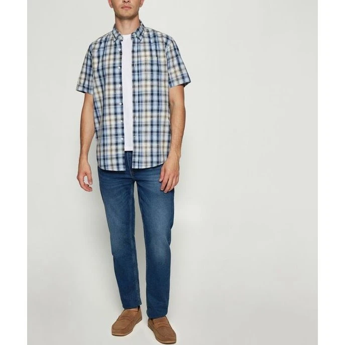 GianSi Slub Check SS Casual Skjorte