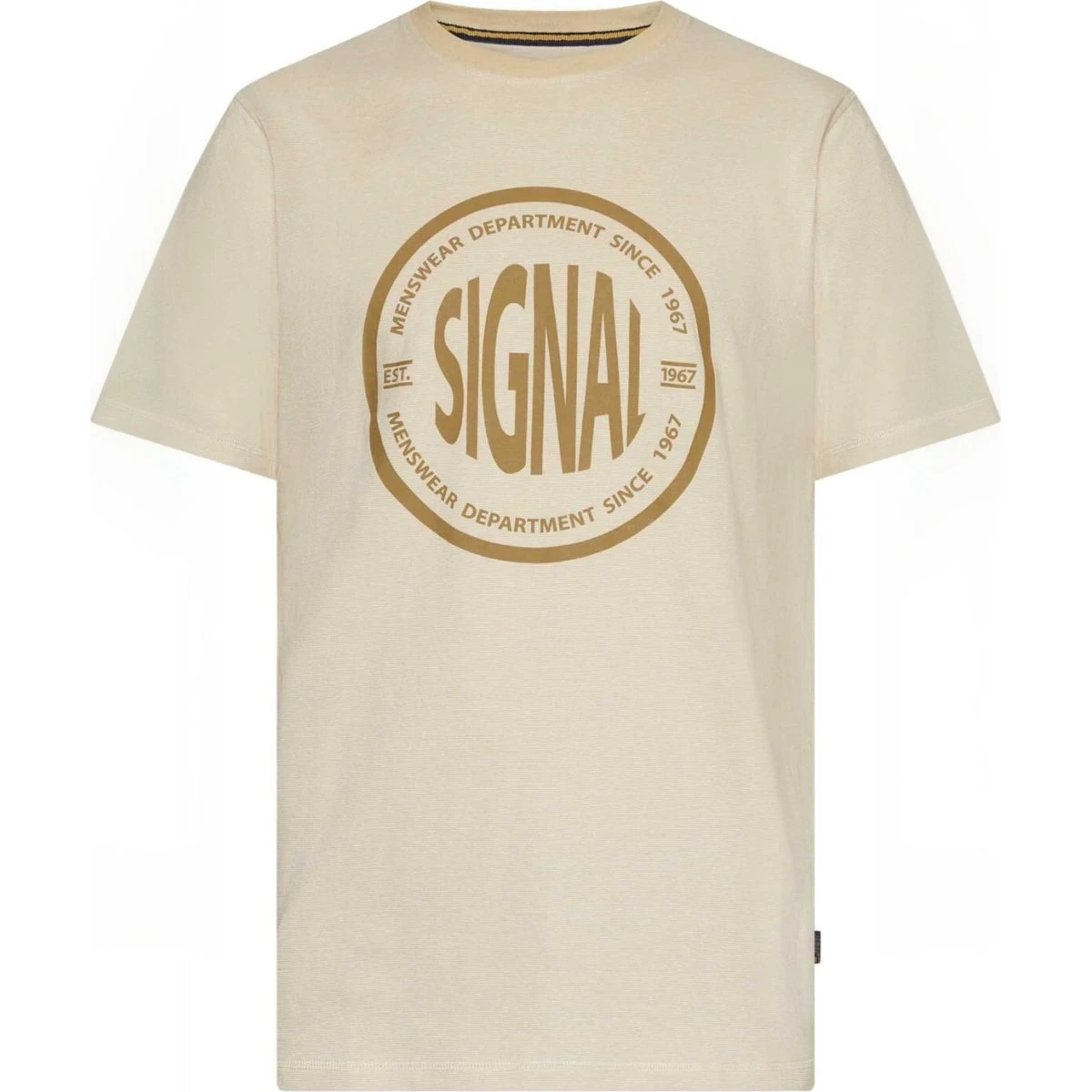 Signal FelixSi Skjorte i beige med logoprint og korte ærmer