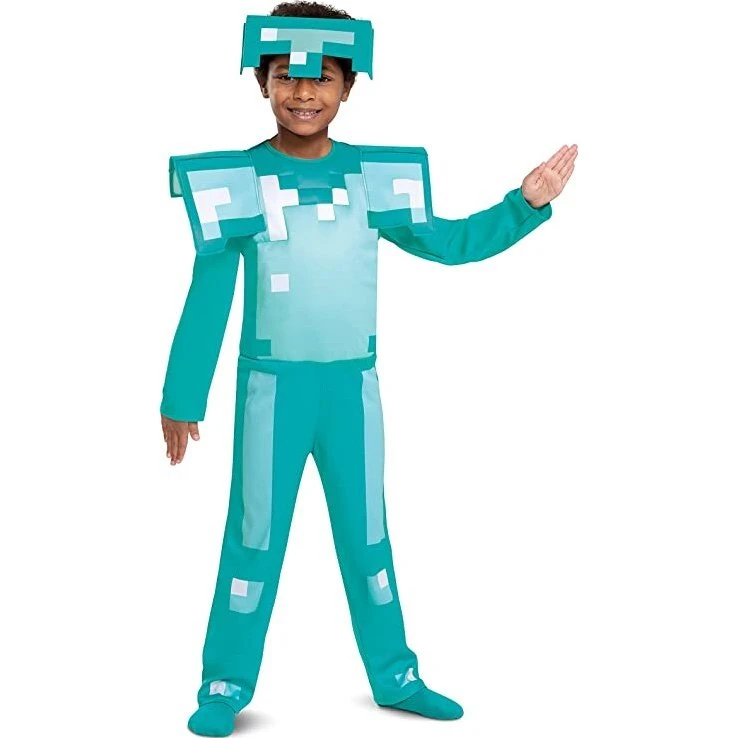 Minecraft Diamond Rustning Børnekostume 116 cm