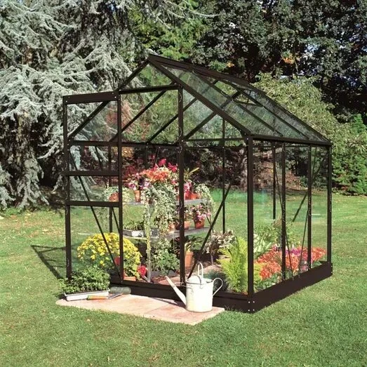 Halls Popular 6,2 m² drivhus - sort, 3 mm hærdet glas