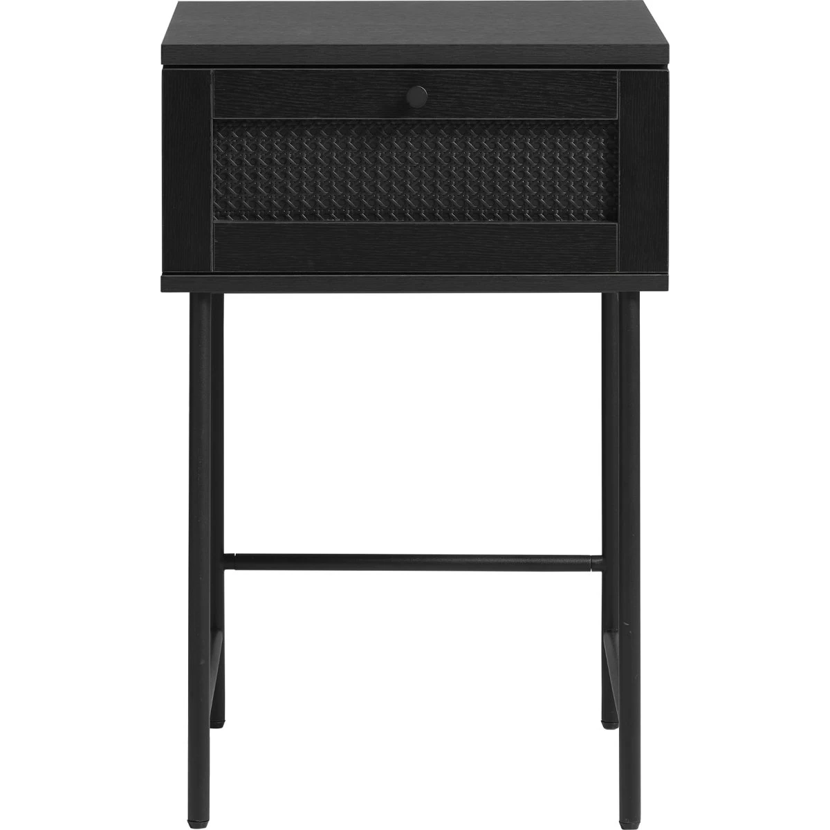 Håum Brooklyn sidebord 45x45x70 cm - Sort med skuffe og rattan