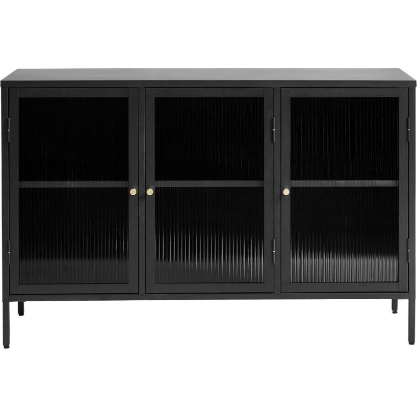Håum Sundsvall Bronco Skænk - Sort metal & riflet glas - 132x40x85cm