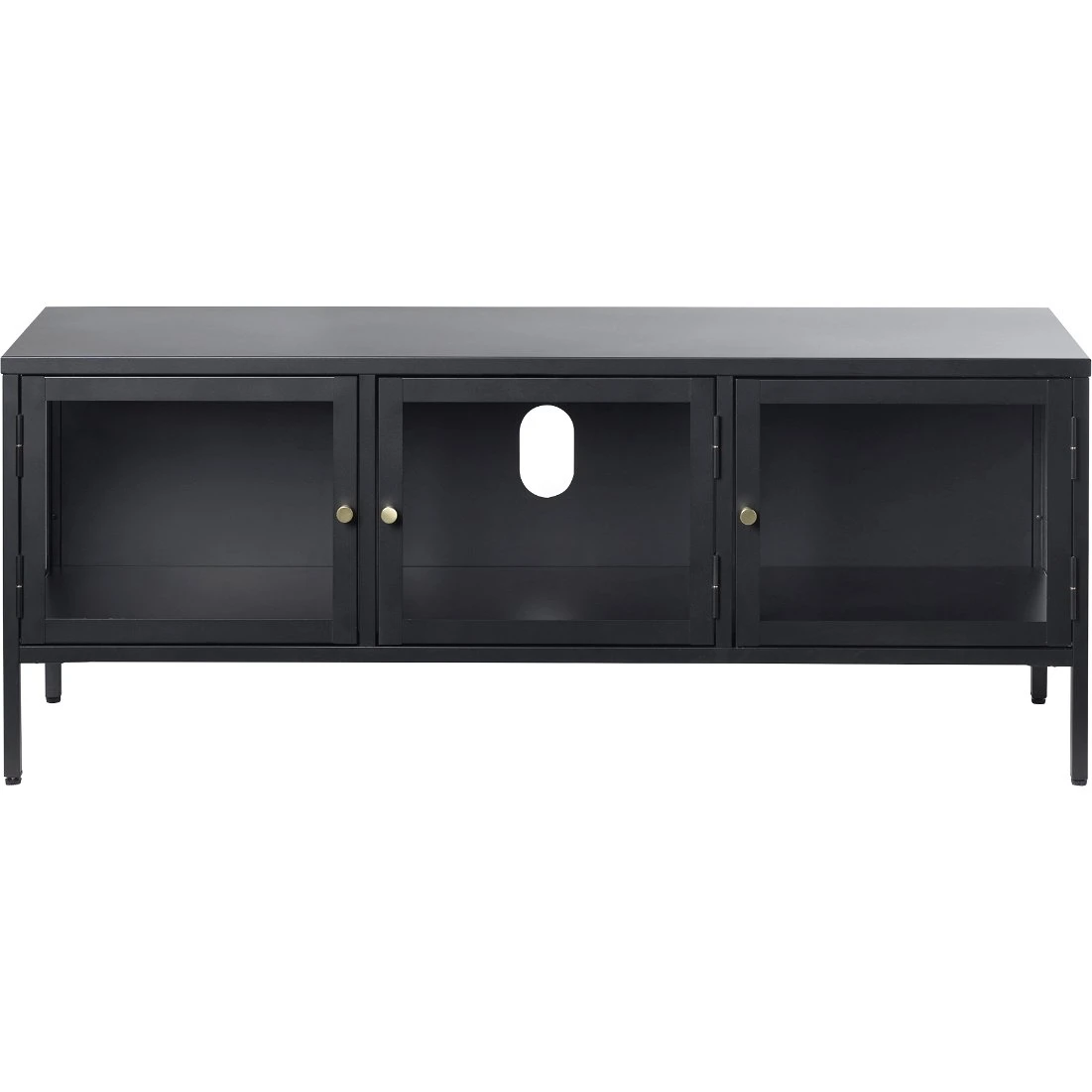 Nordique Design Carmel TV-bord i sort metal og hærdet glas