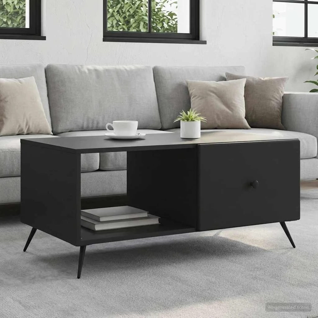 vidaXL Sofabord Sort 90 x 50 x 40 cm i Konstrueret Træ