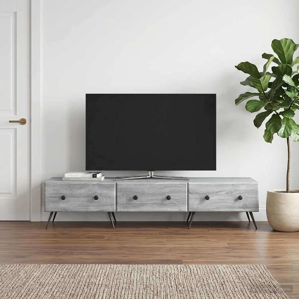 vidaXL TV-skab i grå sonoma-eg, 147 x 34,5 x 30 cm