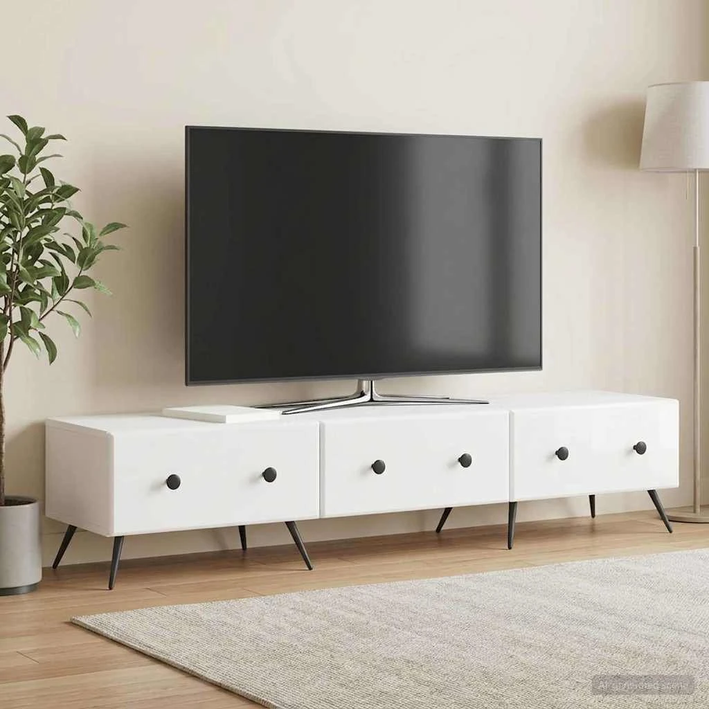 vidaXL TV-skab i hvid højglans, 147 x 34,5 x 30 cm