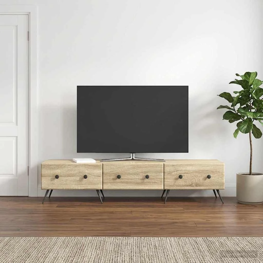 vidaXL TV-skab med skuffe Sonoma-eg, 147 x 34,5 x 30 cm