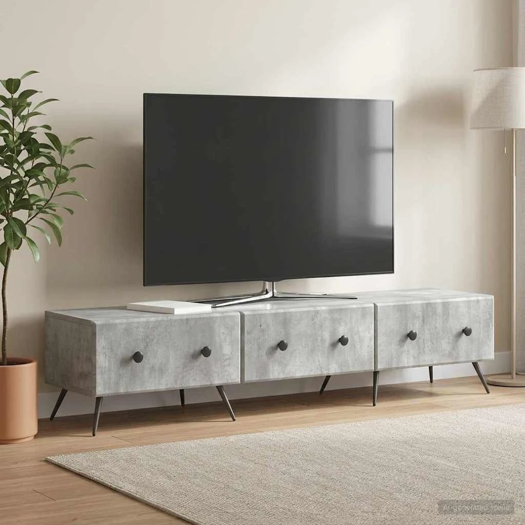 vidaXL TV-skab med skuffer, Betongrå, 147 x 34,5 x 30 cm