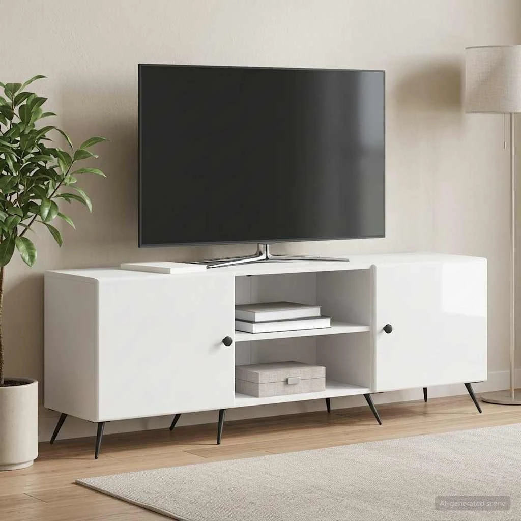 vidaXL TV-skab 150x31x50 cm Hvid højglans i vintage stil