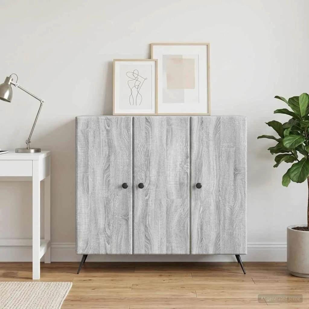vidaXL Sideboard Grå Sonoma-eg, 89 x 34,5 x 80 cm