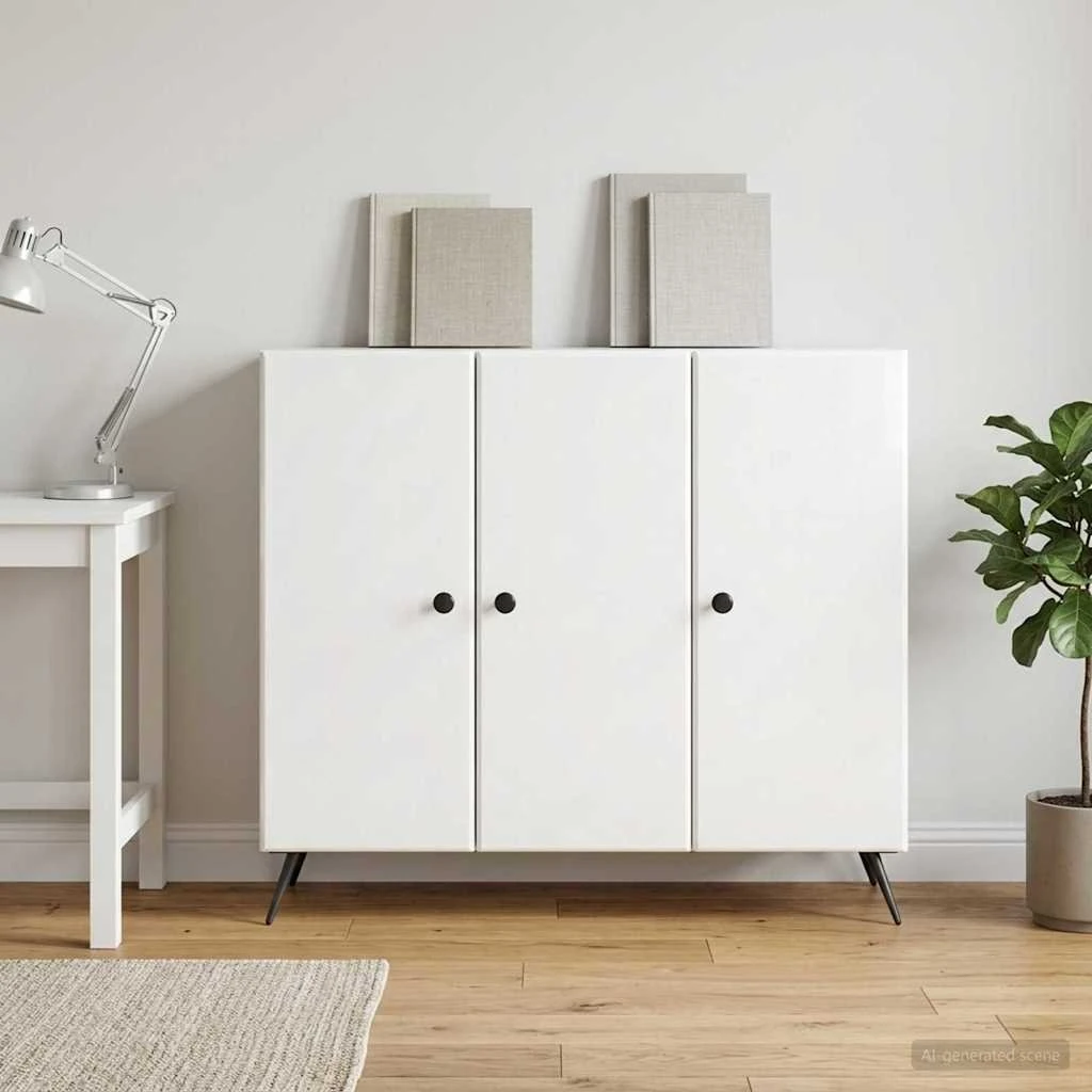 vidaXL Sideboard i hvid højglans, 89 x 34,5 x 80 cm