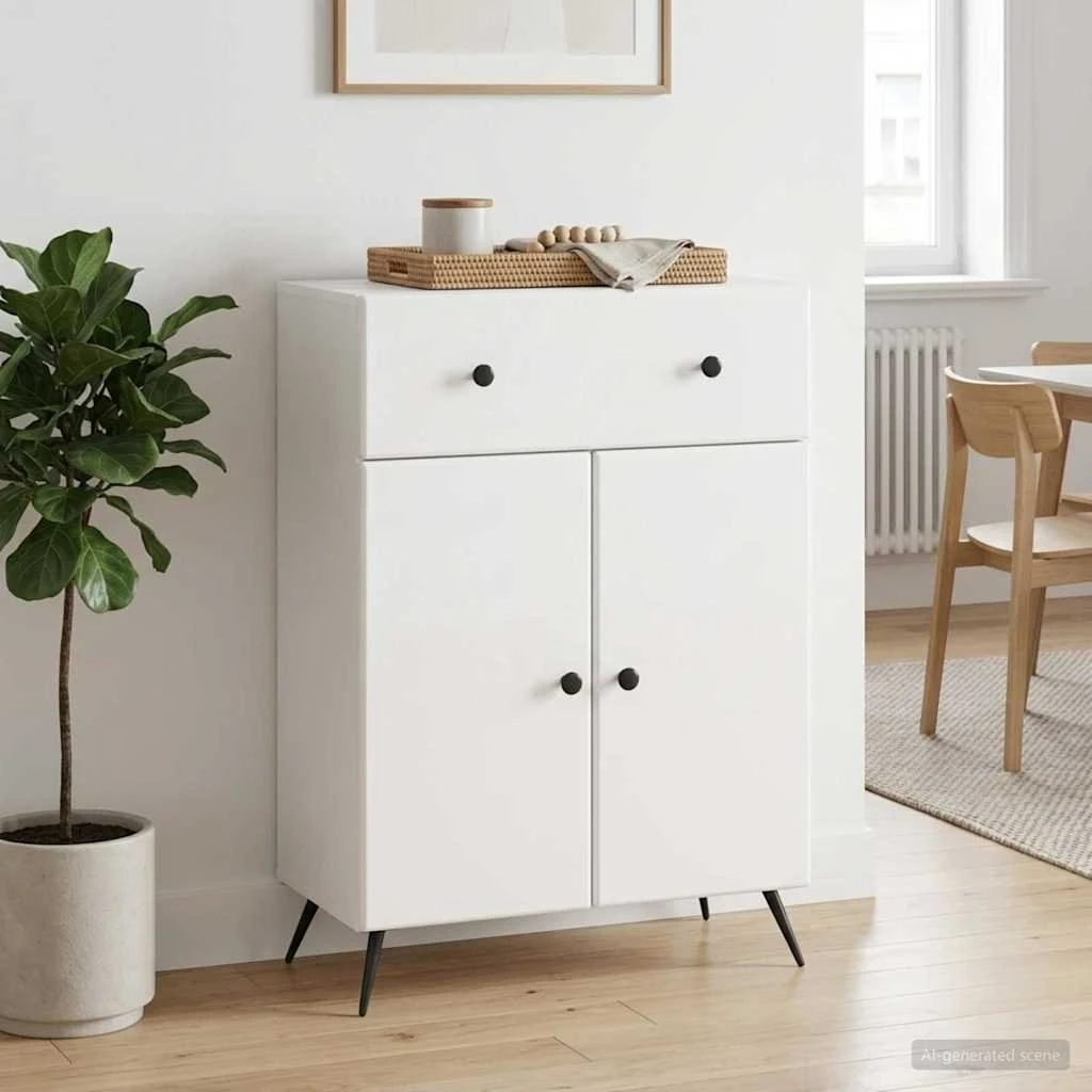 vidaXL Sideboard Hvid Højglans 66 x 34,5 x 90 cm