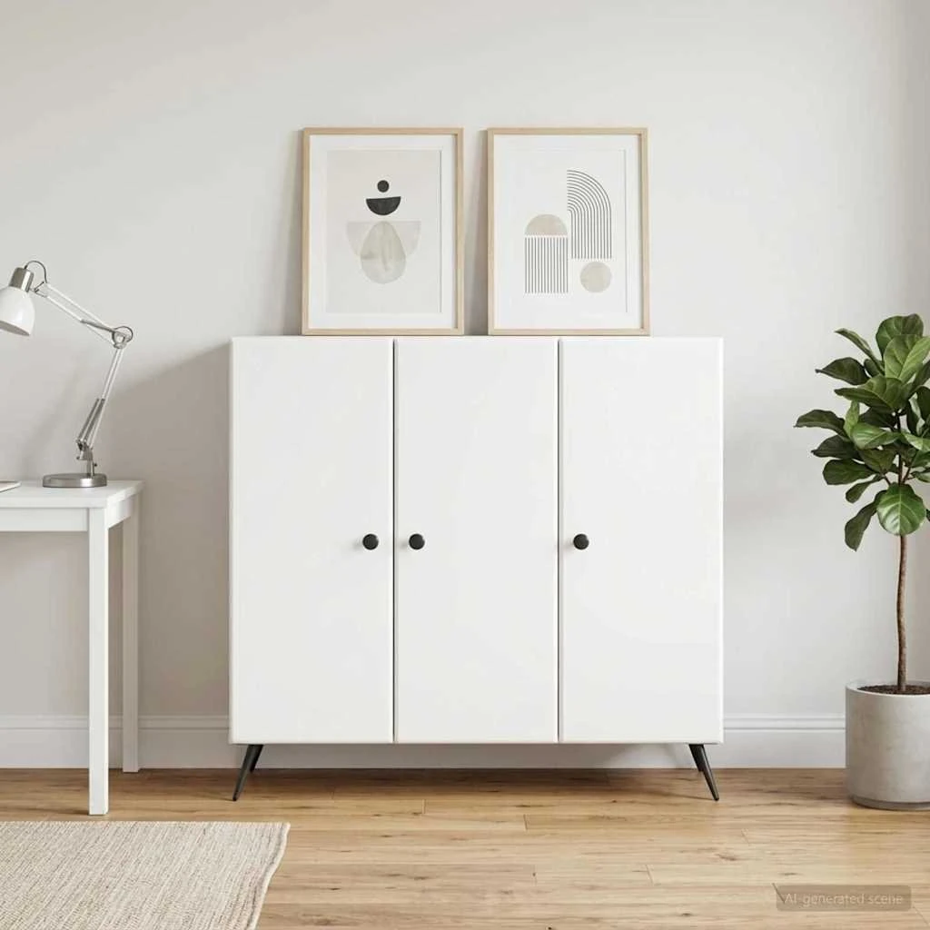 vidaXL Sideboard Hvid 89 x 34,5 x 80 cm i konstrueret træ