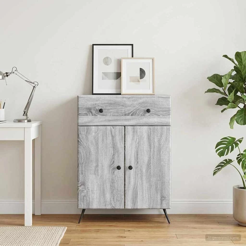 vidaXL Sideboard Grå Sonoma-eg 66 x 34,5 x 90 cm