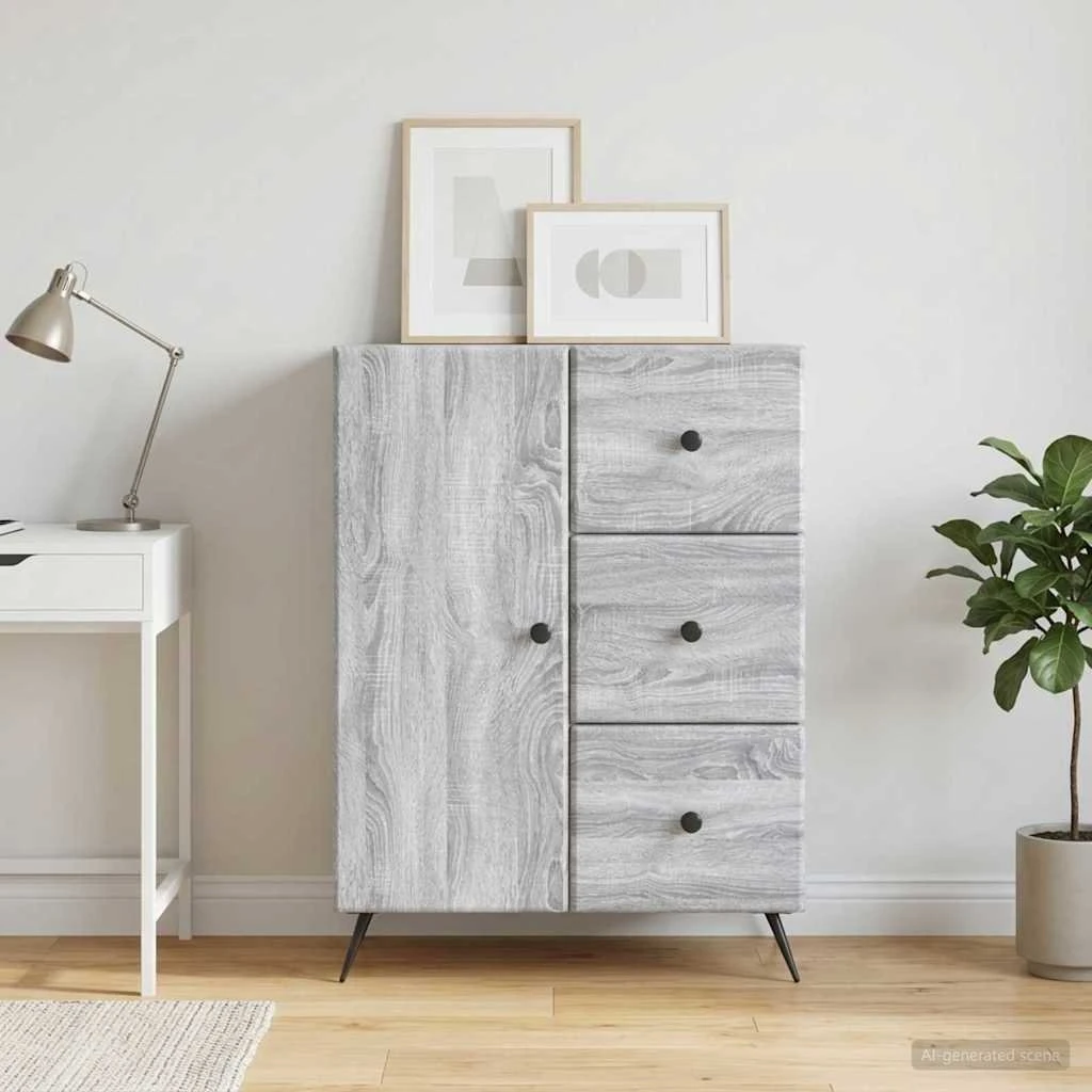 vidaXL Sideboard Grå Sonoma-eg 66 x 34,5 x 90 cm
