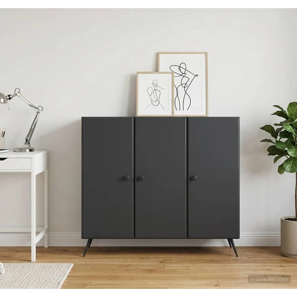 vidaXL Sideboard Sort 89 x 34,5 x 80 cm i konstrueret træ
