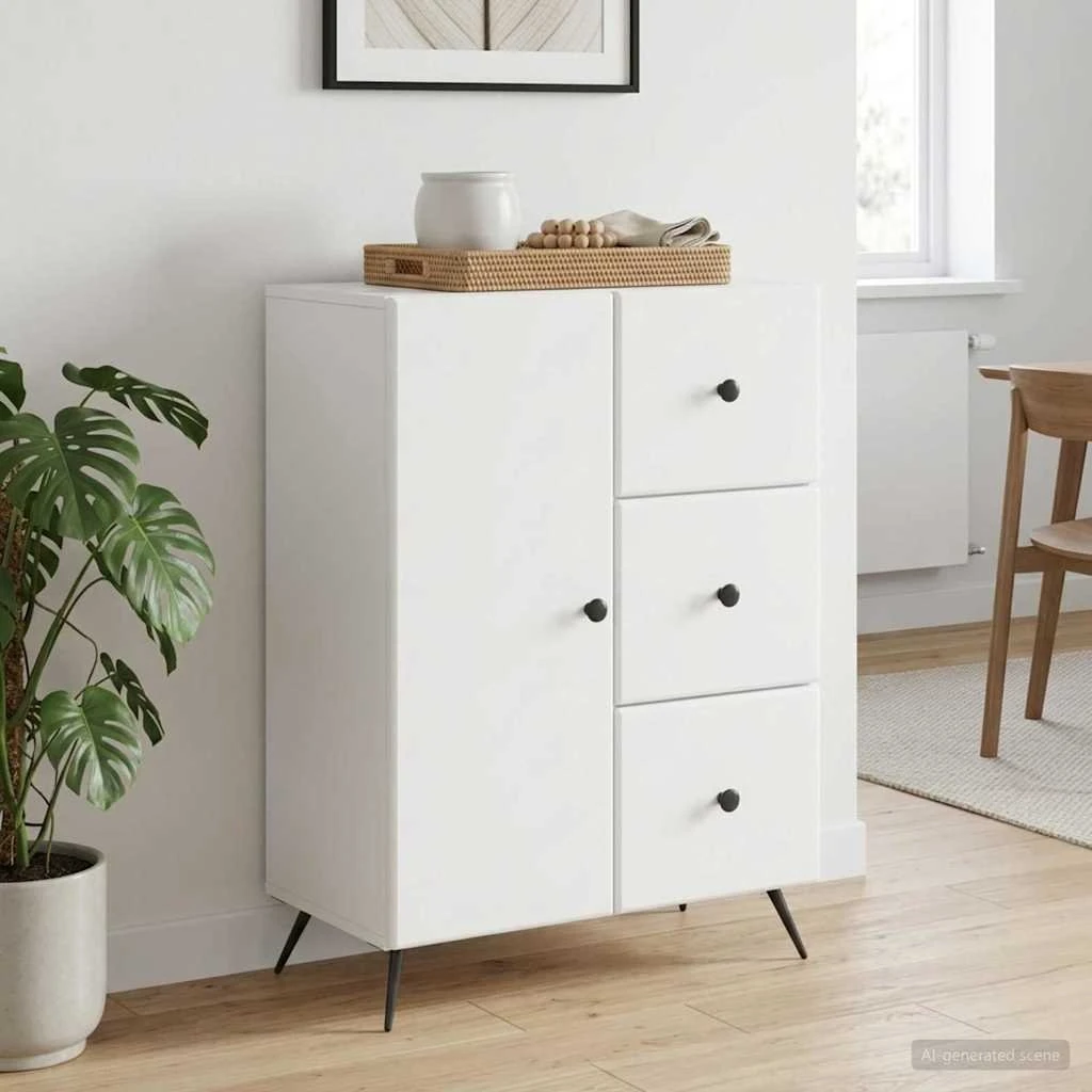 vidaXL Sideboard Hvid 66 x 34,5 x 90 cm i konstrueret træ