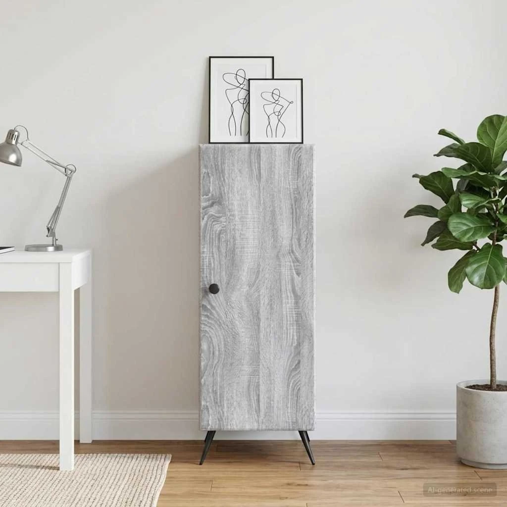 vidaXL Sideboard Grå Sonoma-eg 33 x 34,5 x 90 cm