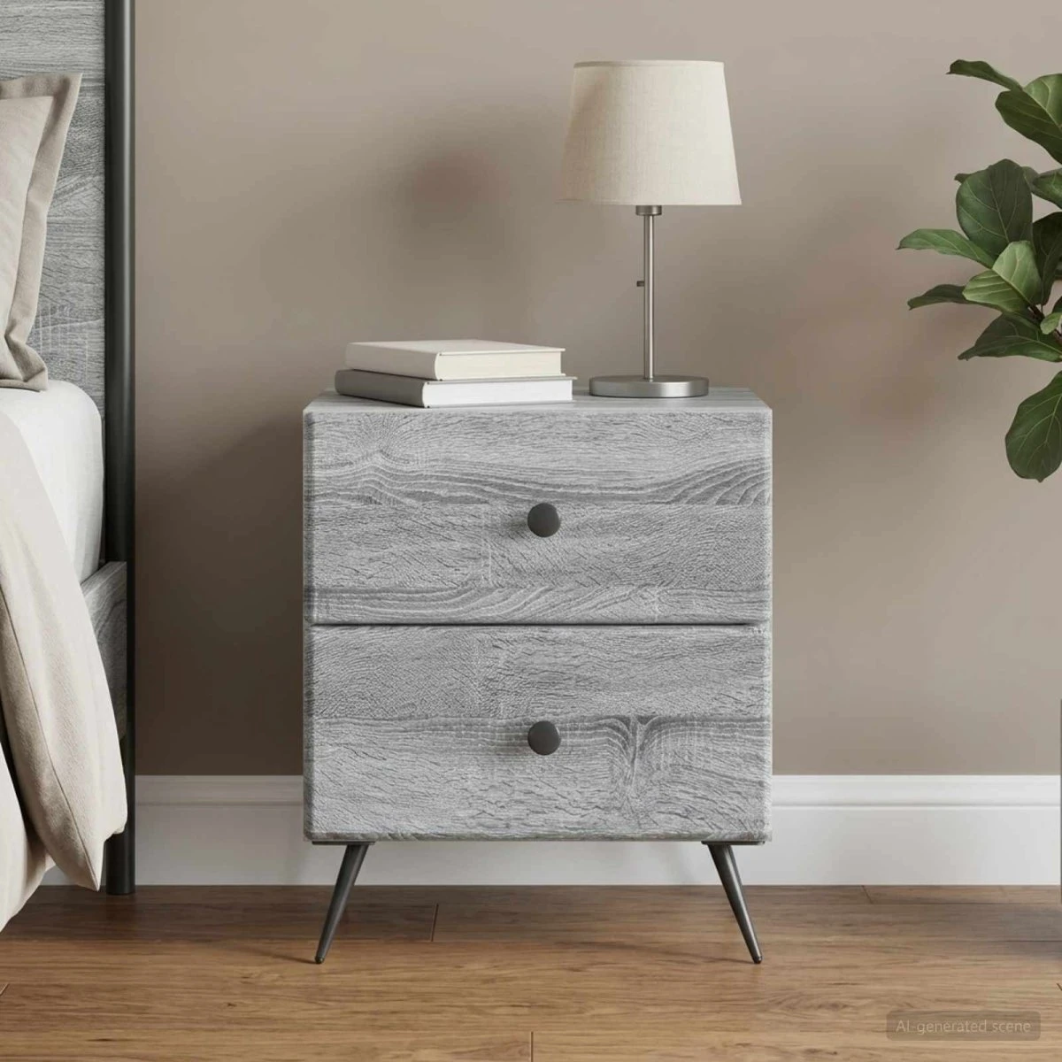 vidaXL Natskab Grå Sonoma-eg 43 x 34,5 x 47,5 cm