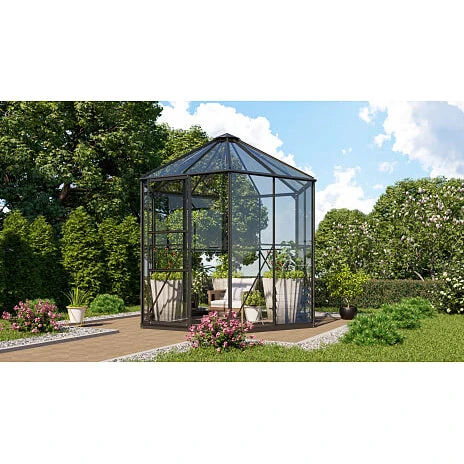 Vitavia Hera 4,5 m² drivhus, sort, 3 mm hærdet glas